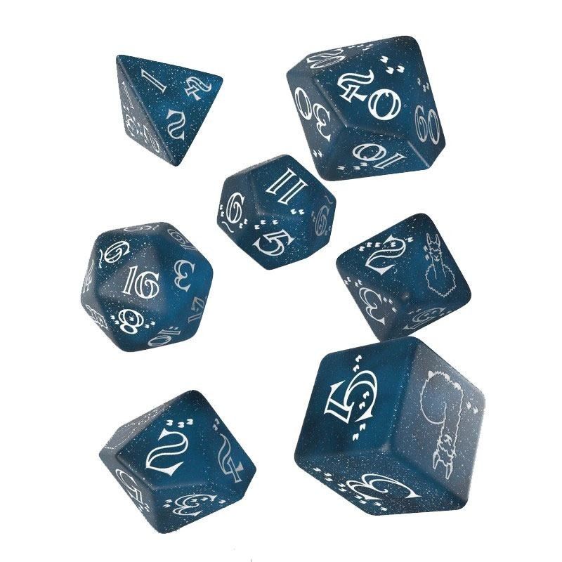 Dados Q Workshop Shimmering Llama Dark Blue/White Dice Set