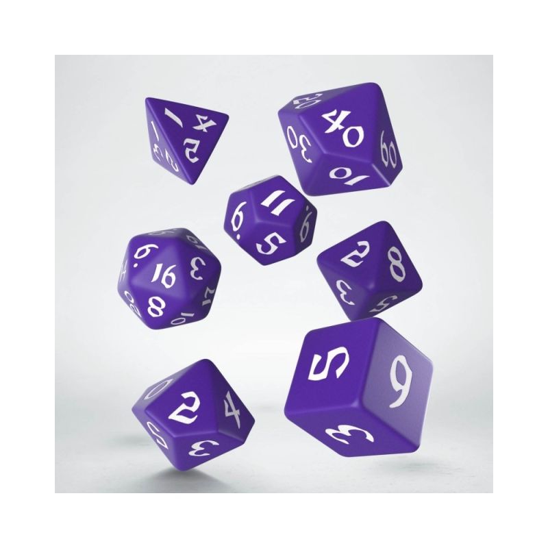 Dados Q Workshop Classic Runic Purple & White Dice Set | Accesorios | Gameria