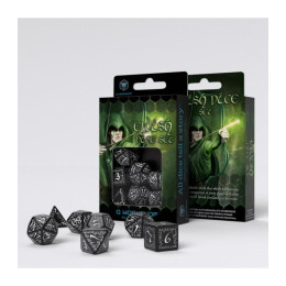 Dados Q Workshop Elvish Black & White Dice Pack | Accessories | Gameria