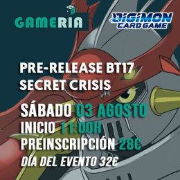 Torneo Digimon Pre-release BT17 Secret Crisis 3 Agosto | Juego de Cartas | Gameria