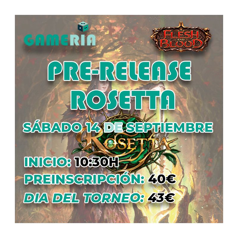 Torneo Flesh and Blood Pre-release Rosetta 14 Septiembre | Gameria