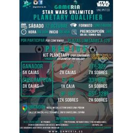 Torneo Star Wars Unlimited Planetary Qualifier 12 de Octubre 2024 | Gameria