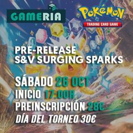 Torneo Pokémon Pre-release Surging Sparks 26 Octubre | Gameria