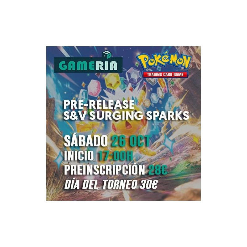 Torneo Pokémon Pre-release Surging Sparks 26 Octubre | Gameria