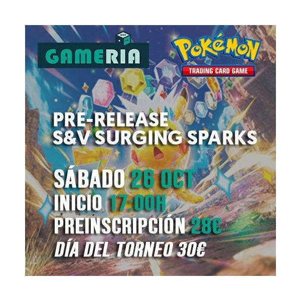 Torneo Pokémon Pre-release Surging Sparks 26 Octubre | Gameria