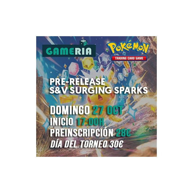 Torneo Pokémon Pre-release Surging Sparks 27 Octubre | Gameria