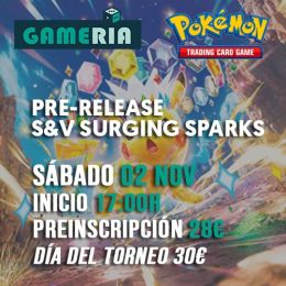 Torneo Pokémon Pre-release Surging Sparks 2 Noviembre | Gameria