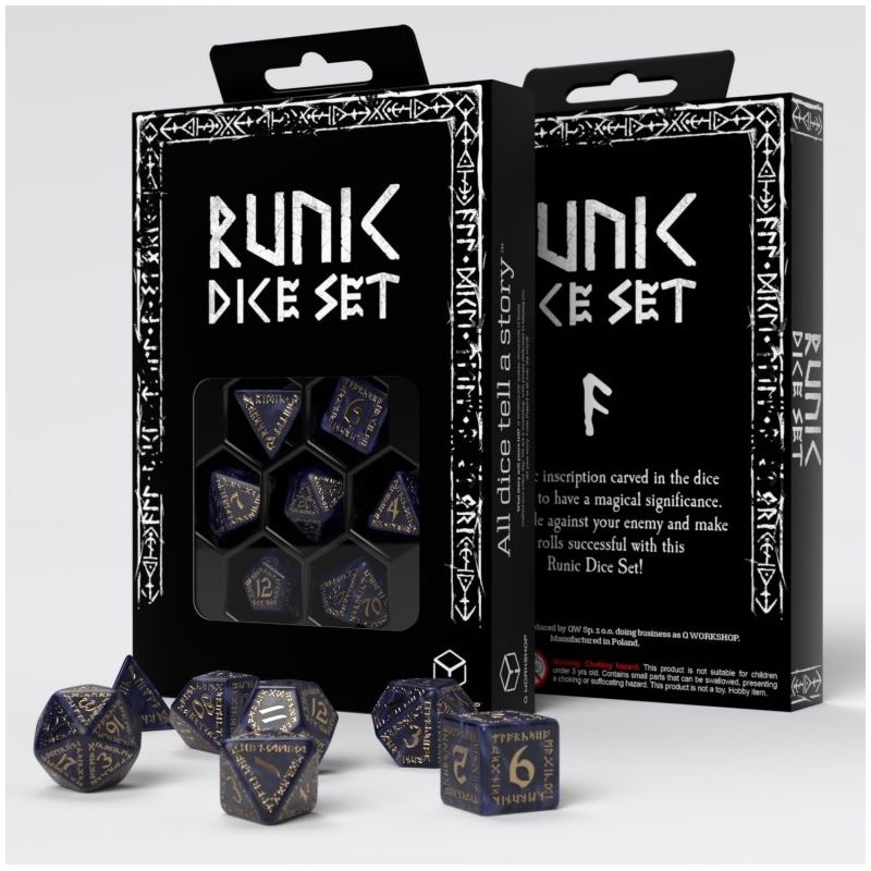 Dados Q Workshop Runic Mixed Blue & Gold Dice Pack | Accesorios | Gameria