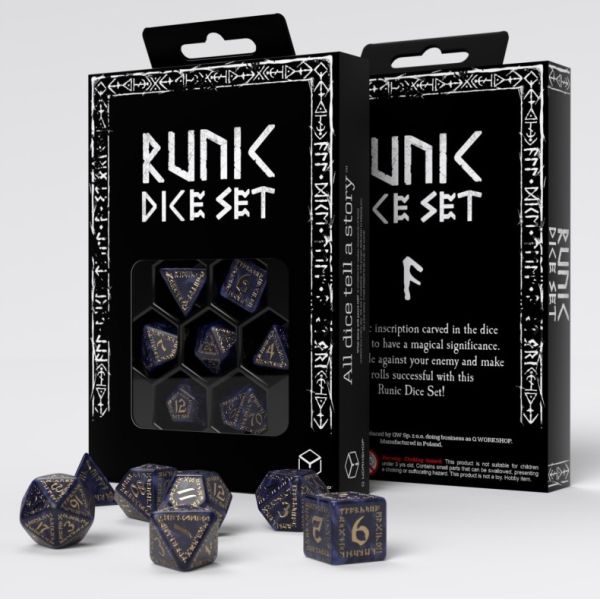 Dados Q Workshop Runic Mixed Blue & Gold Dice Pack | Accesorios | Gameria