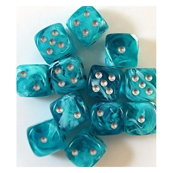 Dados Chessex Cirrus Aqua 16mm D6 (12 Unidades) Silver | Accesorios | Gameria