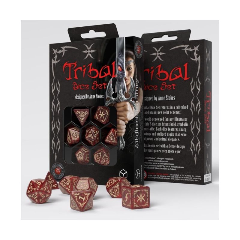 Dados Q Workshop Tribal Dice Set Red & Beige | Accesorios | Gameria