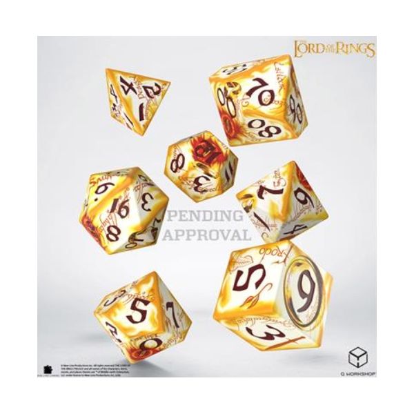 Dados Q Workshop The Lord of the Rings: Ring-bearers – Full Art Dice Set - Whitefire Radiance | Accesorios | Gameria
