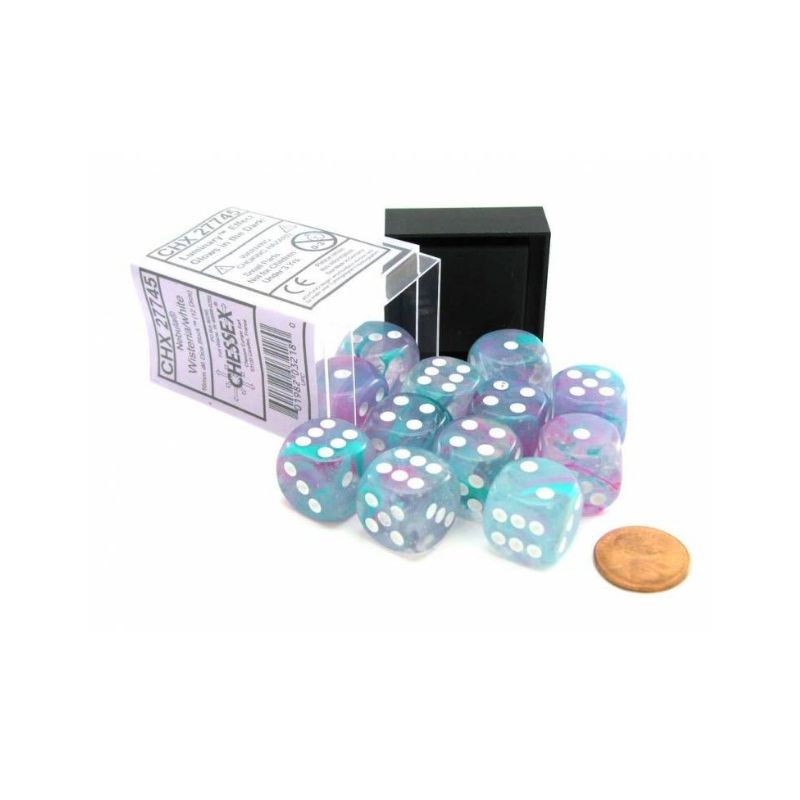 Dados Chessex Gemini 16mm D6 Nebula -Wist/White Dice Block (12 Unidades) | Accesorios | Gameria