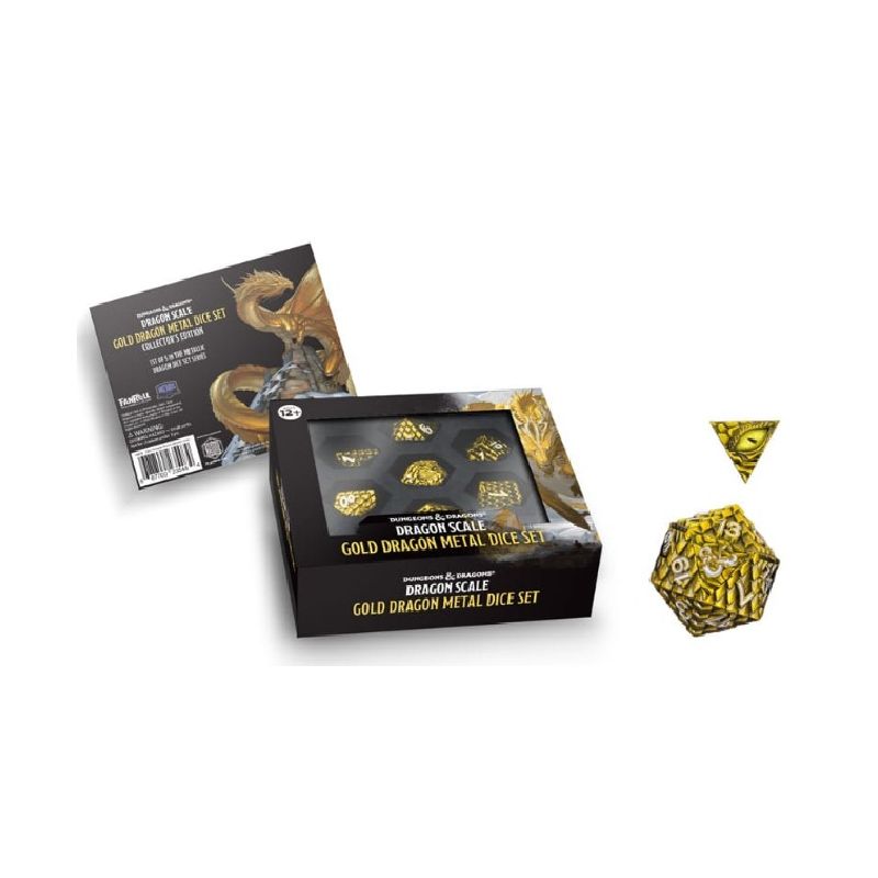 Dados Dungeons & Dragons Premium Metálico Dragon Scale Gold (7) | Accesorios | Gameria