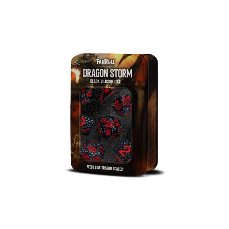 Dados Fanroll Dragon Storm Sharp Edge Silicone Black Dragon Scales (7) | Accesorios | Gameria