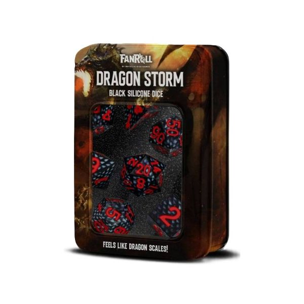 Dados Fanroll Dragon Storm Sharp Edge Silicone Black Dragon Scales (7) | Accesorios | Gameria